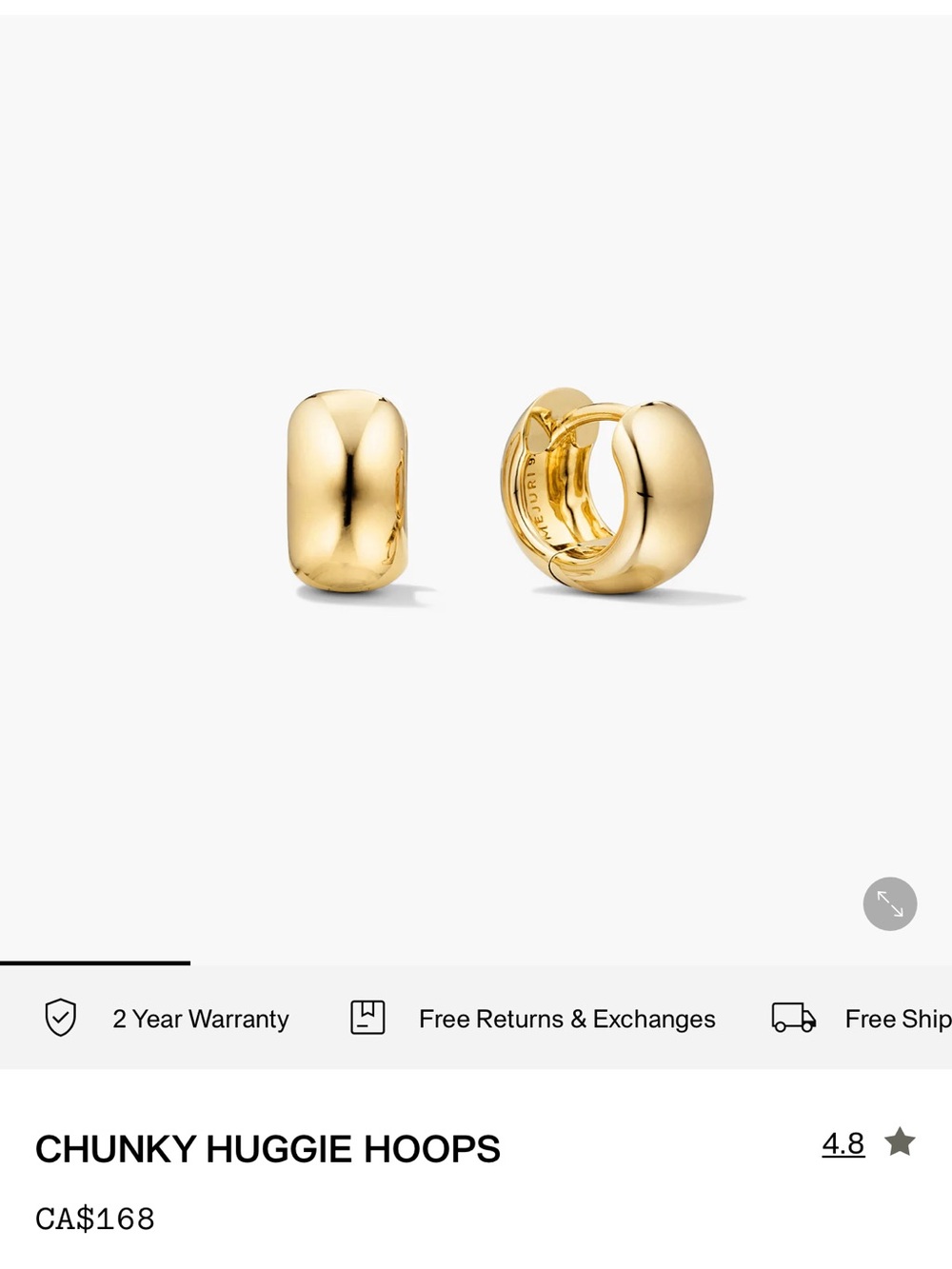 MEJURI Chunky Huggie Hoops in Gold Vermeil